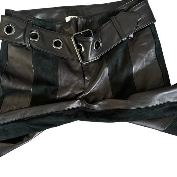 FRAME Paneled 100% Suede & Leather Belted Pants Women’s 26 x28 - Picture 15 of 15
